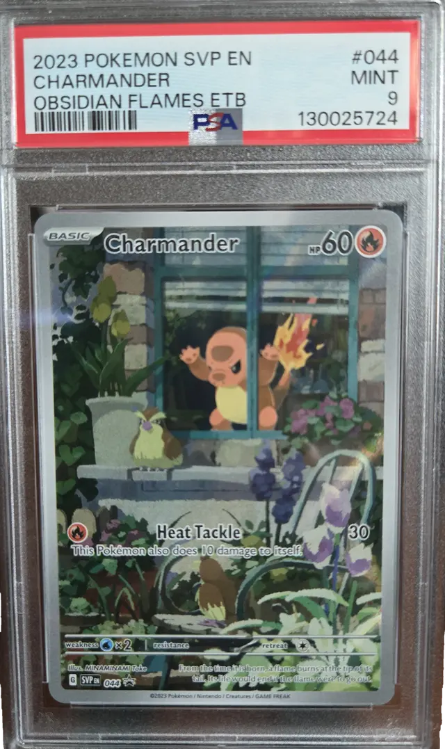 Charmander #44 PSA MINT 9, front of the graded holder