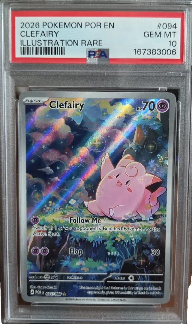 Clefairy #94 PSA GEM MT 10, front of the graded holder