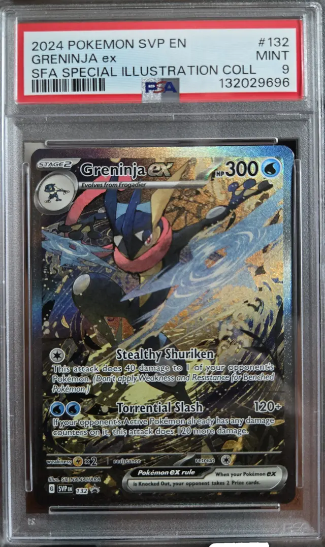 Greninja ex Special Illustration Collection PSA MINT 9, front of the graded holder