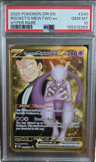Team Rocket's Mewtwo ex #240 PSA GEM MT 10 in a PSA 10 holder